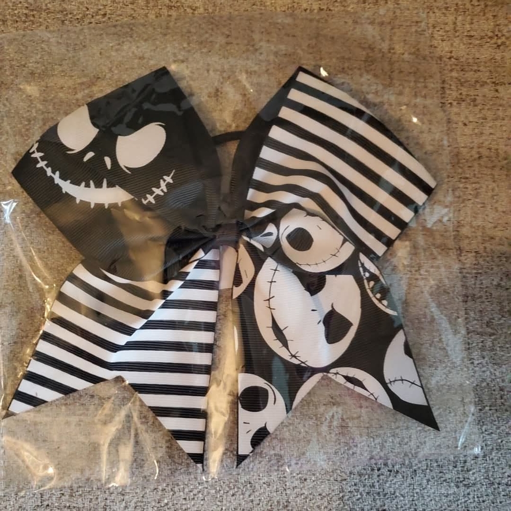 Black and White Striped Hair Bow